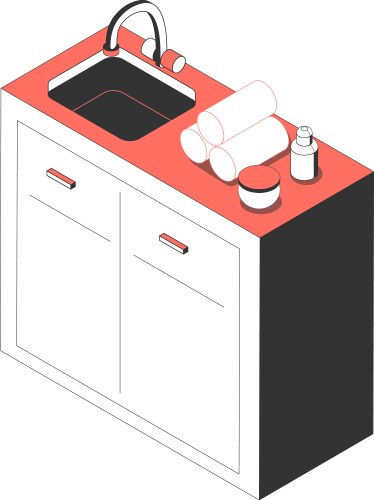 Isometric kitchen sink Royalty Free Vector Image