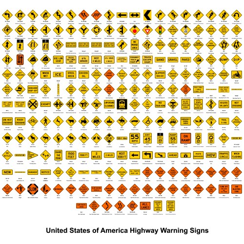 hignway warning signs vector