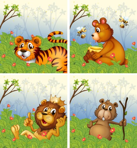 Animals in jungle Royalty Free Vector Image - VectorStock