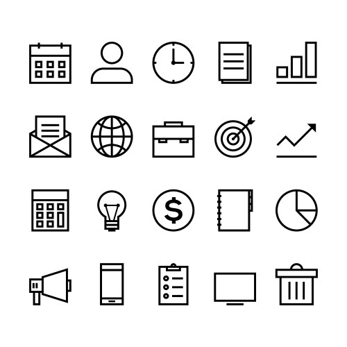 business outline icon set vector image