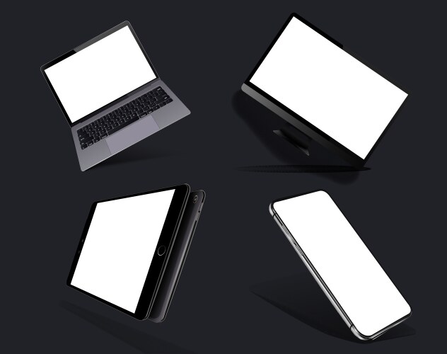 set mock-up realistic devices smartphone vector image