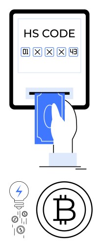 Digital payment with hs code input and bitcoin vector image