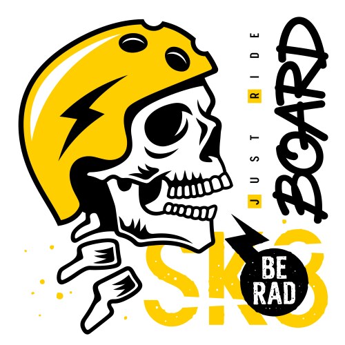 Skate Skull T-Shirt Print Vector Image