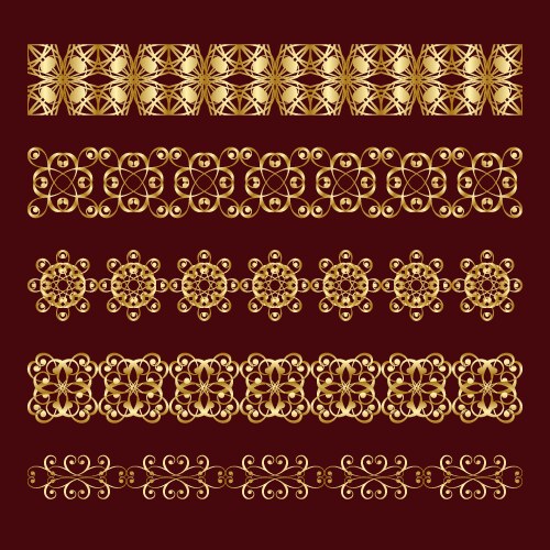 Gold vintage design elements corners and borders Vector Image