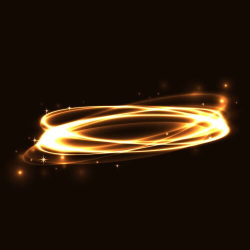 Gold circle light tracing effect glowing vector image