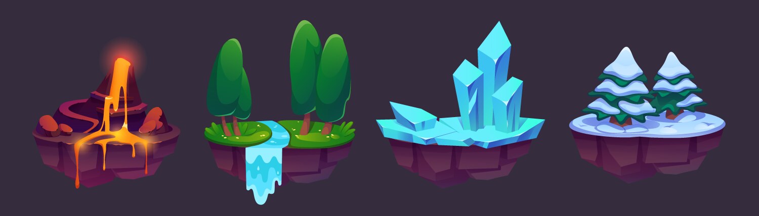 floating land islands for game level map ui design vector