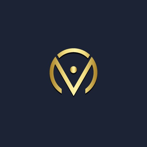 V initial round abstract gold logo vector image