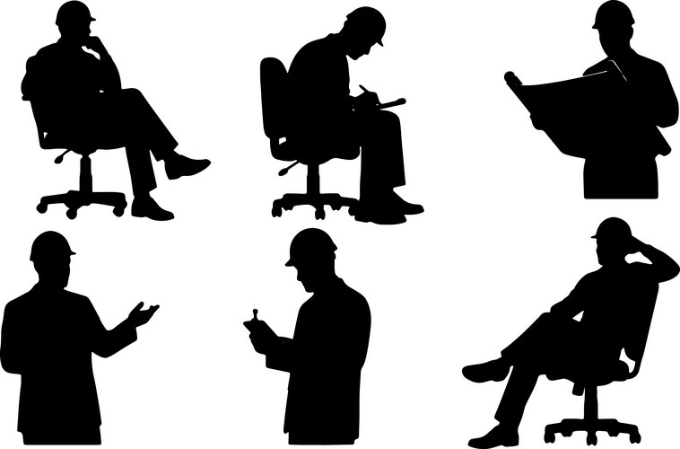 Black solid architect sitting and thinking Vector Image