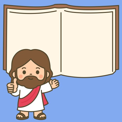 Thumbs up cartoon jesus with open blank book Vector Image