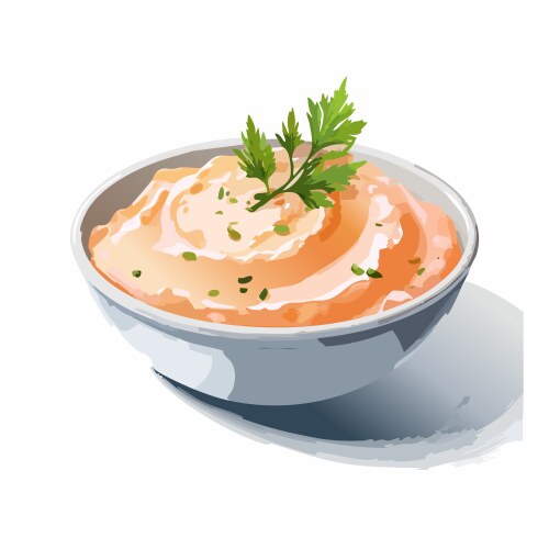Creamy Parsley Dip in White Bowl Vector Image