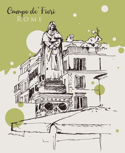 drawing sketch campo di fiori rome vector image