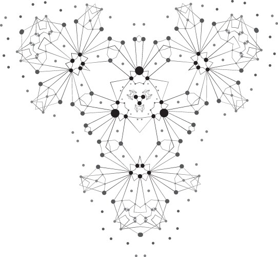 Shape molecular structure with lines and dots vector image