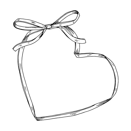 A heart shaped frame formed by hand-drawn ribbon Vector Image