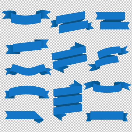 Blue web ribbons set transparent background Vector Image