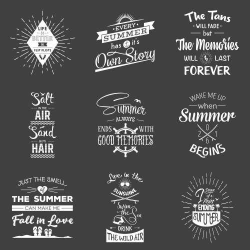 Set of vintage summer typographic quotes Vector Image