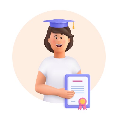 Young woman jane - student in graduation cap vector image