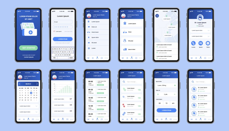 Online pharmacy unique design kit for app vector image