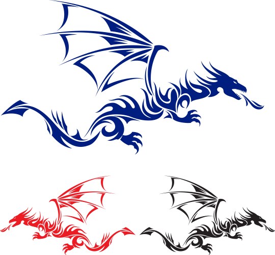 Asian Dragon Tattoo - Blue Red Black Vector Image