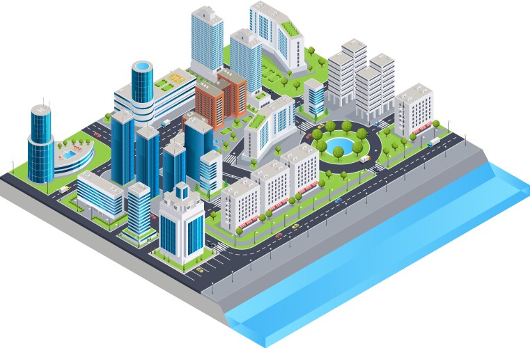 City park isometric composition Royalty Free Vector Image