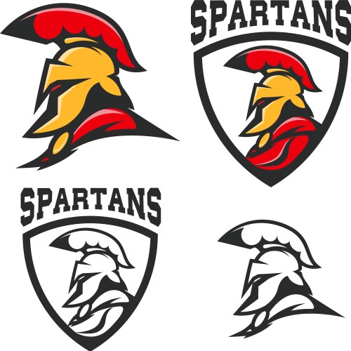 Spartan Helmet Emblem Set Vector Image
