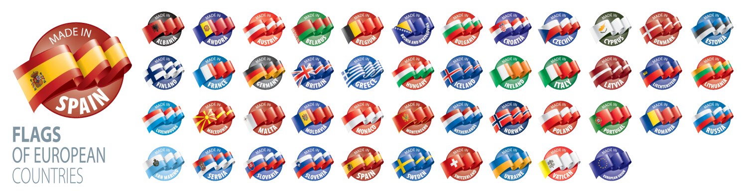 set flags europe vector image