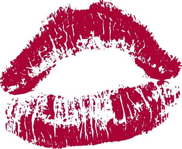 Red lips print in heart shape Royalty Free Vector Image