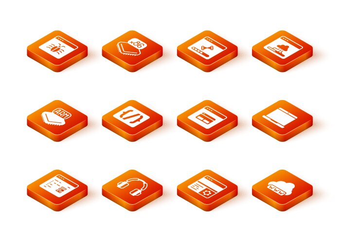 Set software headphones processor programming vector image