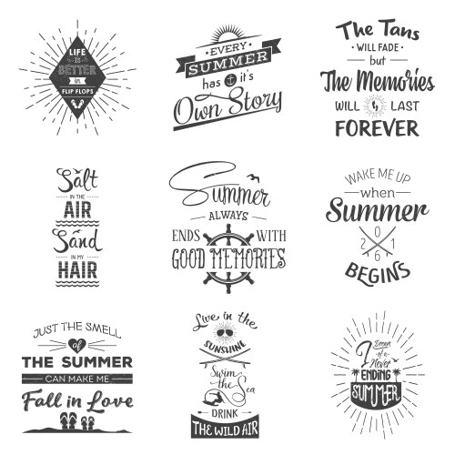 Set of vintage summer typographic quotes Vector Image
