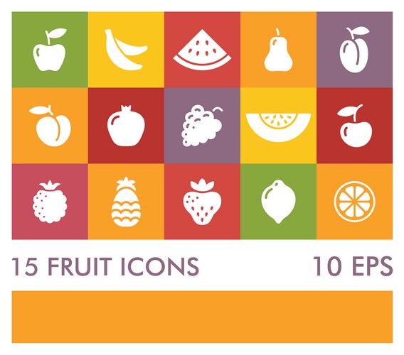 Colorful Flat Fruit Icons Vector Image