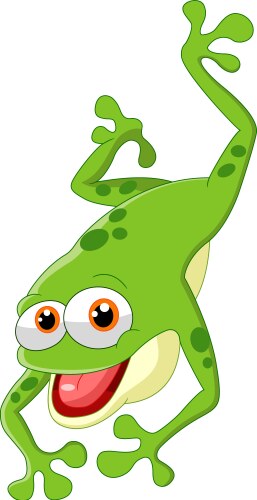 Cute green frog with protruding eyes jumping Vector Image
