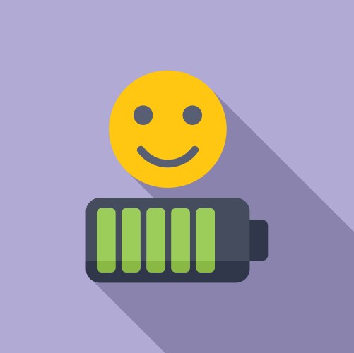 Full battery level emoji icon flat grin vector image