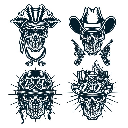 Skull Steampunk Cowboys Vector Image