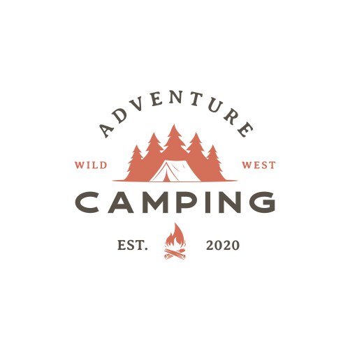Retro Camping Emblem - Forest & Tent Vector Image