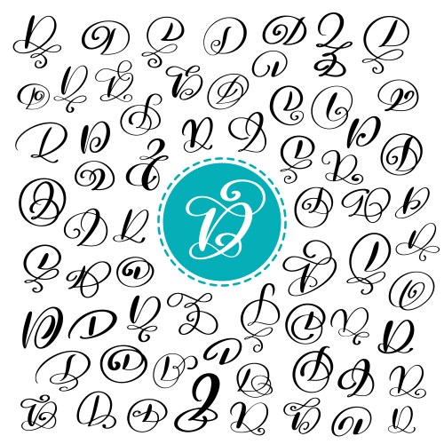 Set of hand drawn calligraphy letter d vector image