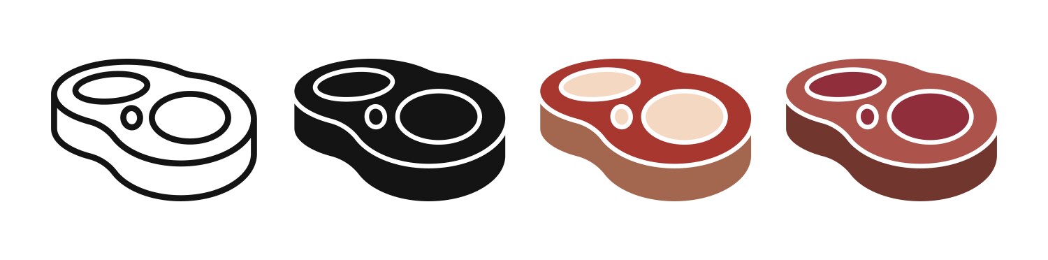 Steak Icon Set - Thin Line Style – Royalty-Free Vector | VectorStock