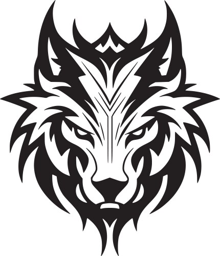 Wolf - black and white Royalty Free Vector Image
