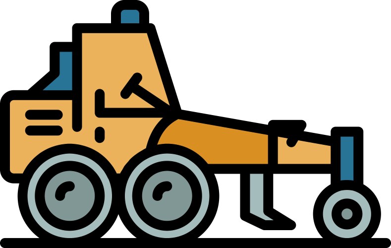 Building grader machine icon color outline vector image