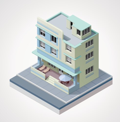 Modern residential building isometric icon set Vector Image