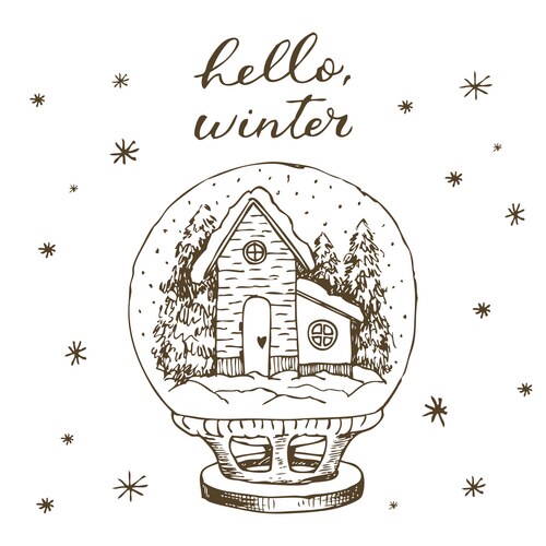 Winter snow globe with house and inside cute Vector Image