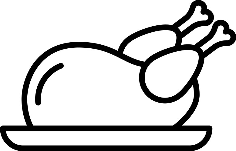 Roast chicken outline icon food Vector Image
