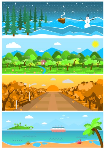 4 Seasonal Landscapes Royalty Free Vector Image