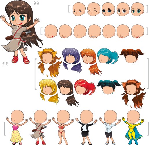 avatar girl isolated objects vector