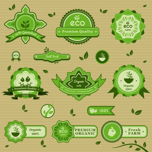 Flat organic labels Royalty Free Vector Image - VectorStock
