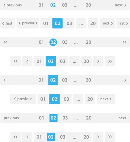 Pagination Bar Set - Web UI vector image