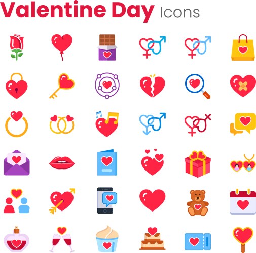 Valentine day romance icon set vector image