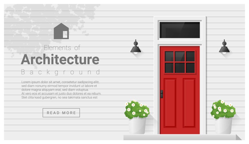 House door front with doorstep and mat steps Vector Image