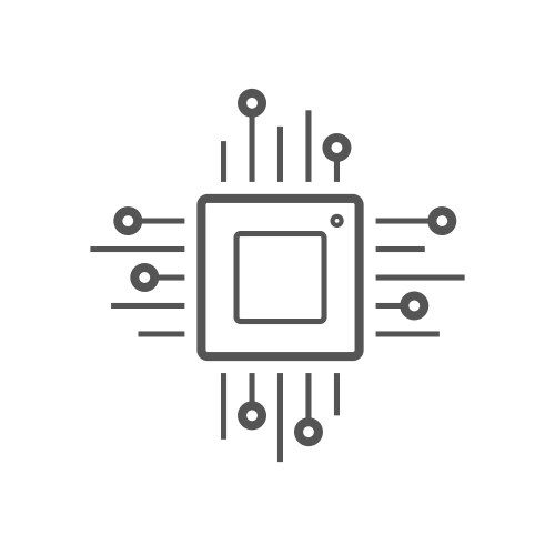 Microchip line icon cpu central processing unit vector image