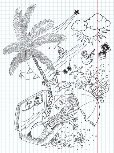 Summer Holiday Doodles Vector Image