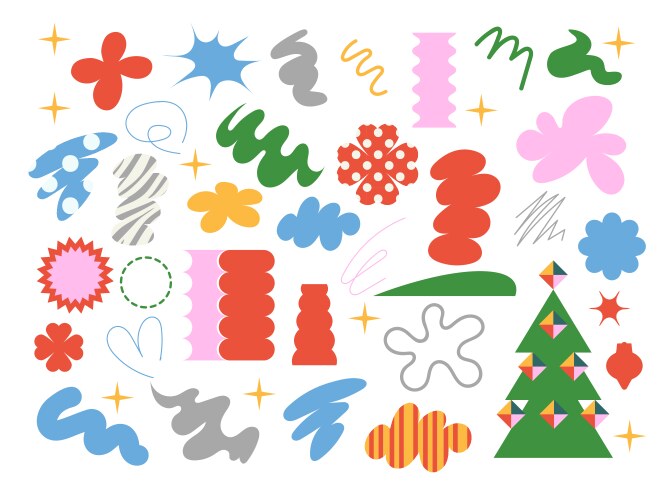 Quirky doodle christmas elements isolated Vector Image