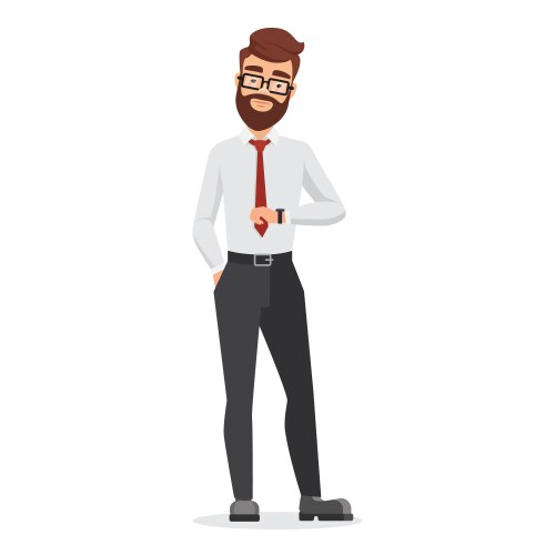 Funny busy businessman with glasses looking vector image